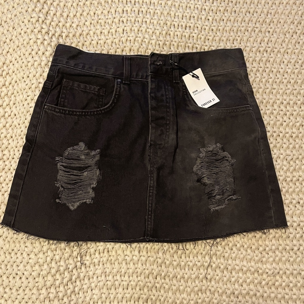Black Denim Mini Skirt NWT